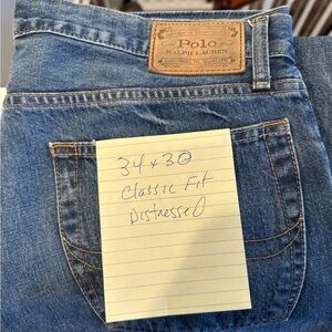 Polo Ralph Lauren Men's Classic Fit Distressed Blue Jeans